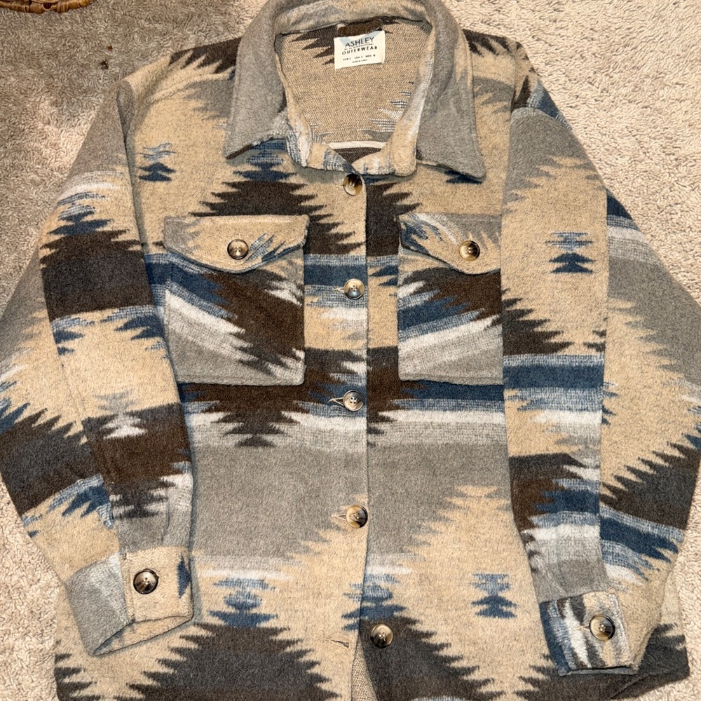 Ashley By 26 International Neutral Aztec Outerwear Jacket